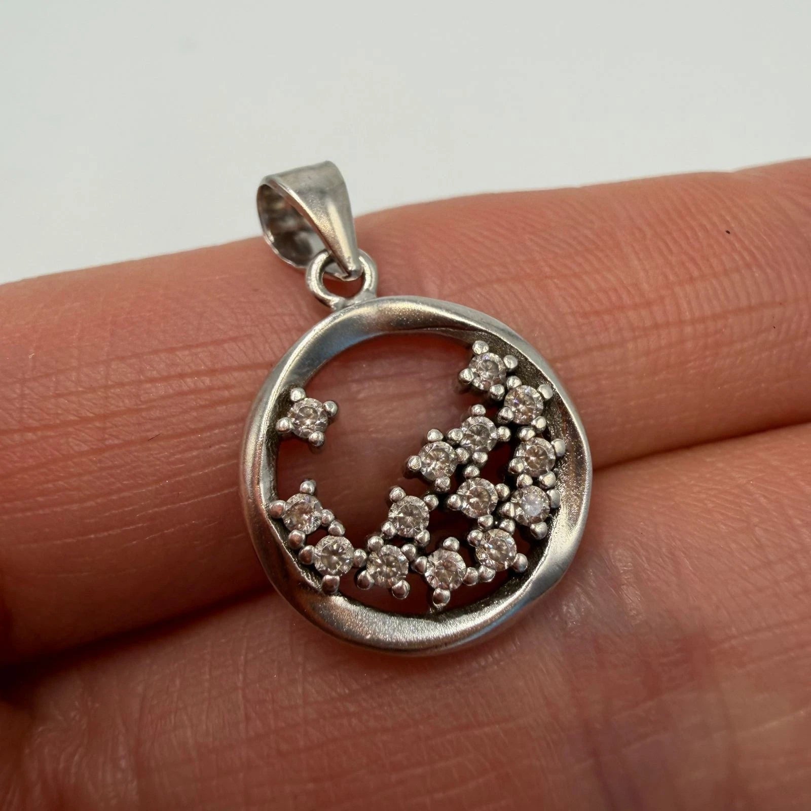 Vintage Sterling Silver 925 Zircon Pendant Women's Fashion Jewelry Charm