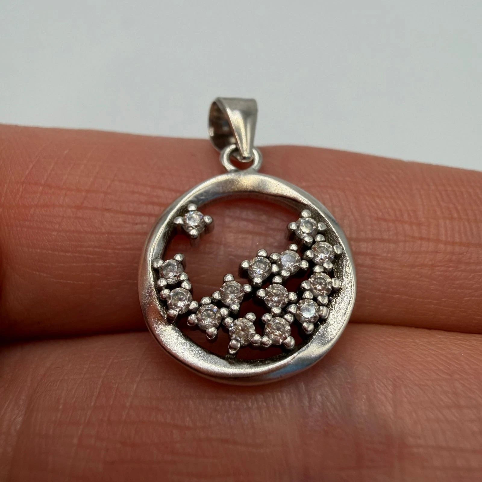 Vintage Sterling Silver 925 Zircon Pendant Women's Fashion Jewelry Charm