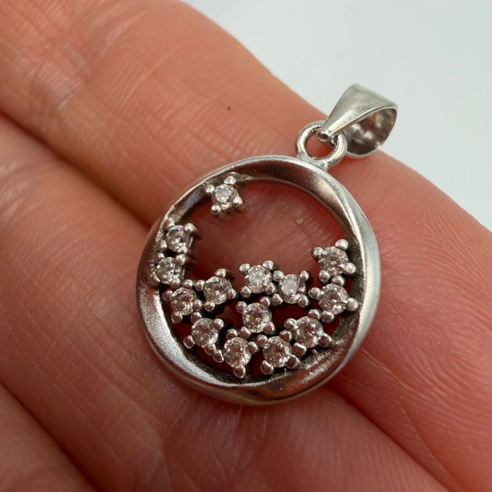 Vintage Sterling Silver 925 Zircon Pendant Women's Fashion Jewelry Charm