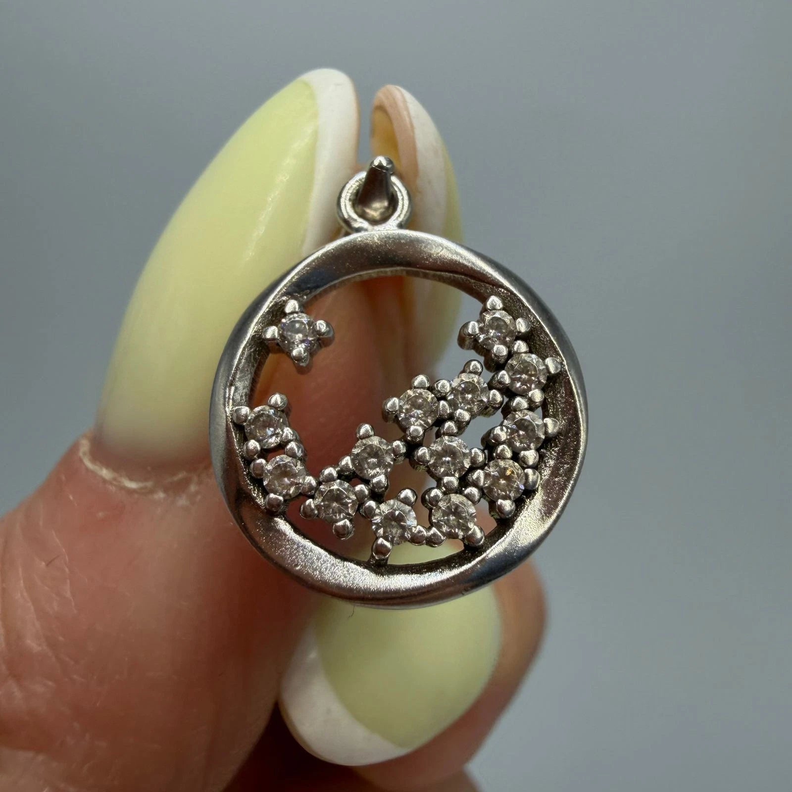 Vintage Sterling Silver 925 Zircon Pendant Women's Fashion Jewelry Charm