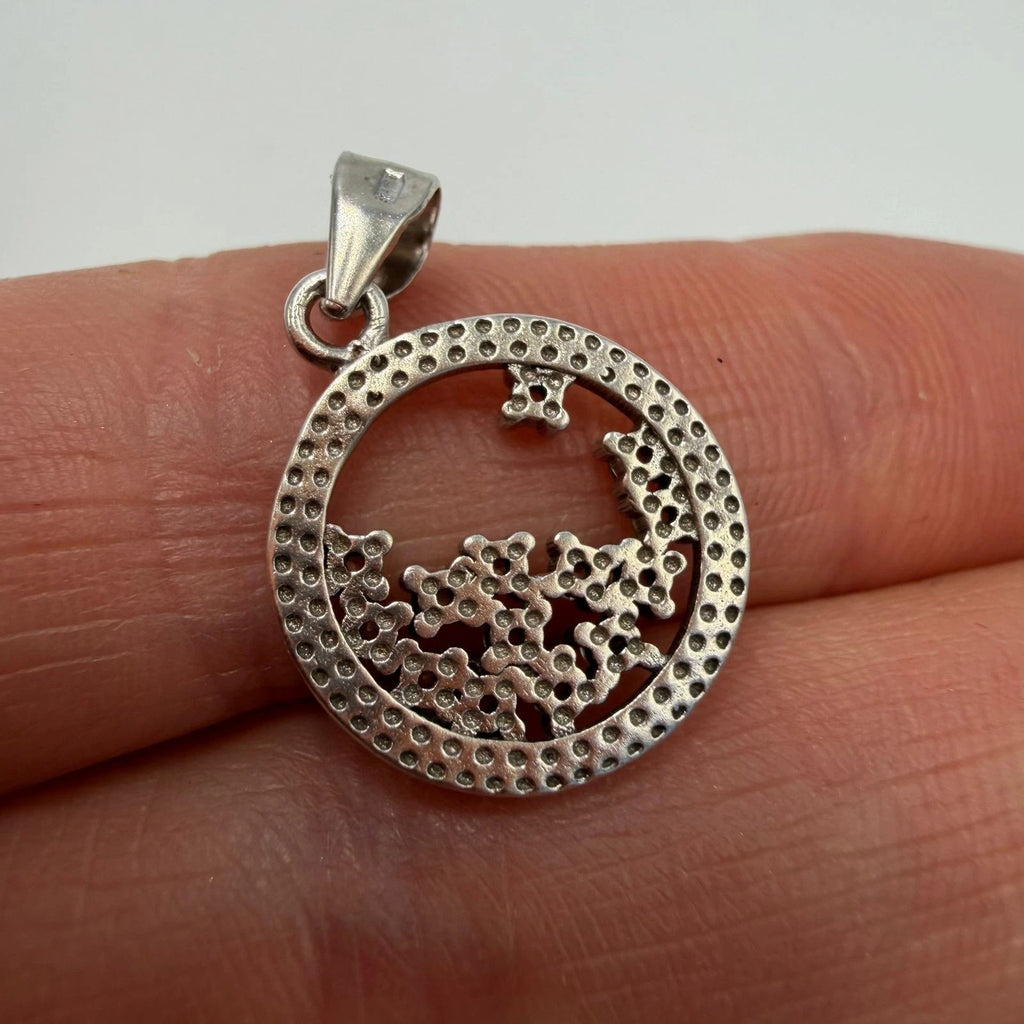 Vintage Sterling Silver 925 Zircon Pendant Women's Fashion Jewelry Charm