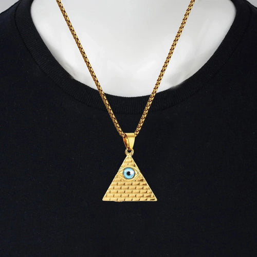 Mystic Pyramid Eye of Providence Necklace Ancient Egyptian Jewelry Amulet