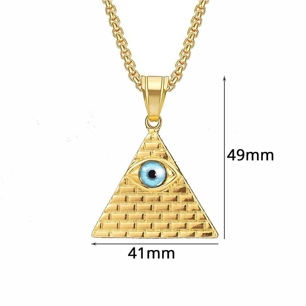Mystic Pyramid Eye of Providence Necklace Ancient Egyptian Jewelry Amulet