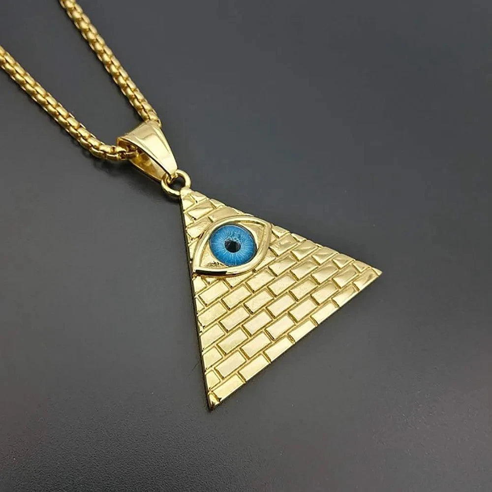 Mystic Pyramid Eye of Providence Necklace Ancient Egyptian Jewelry Amulet