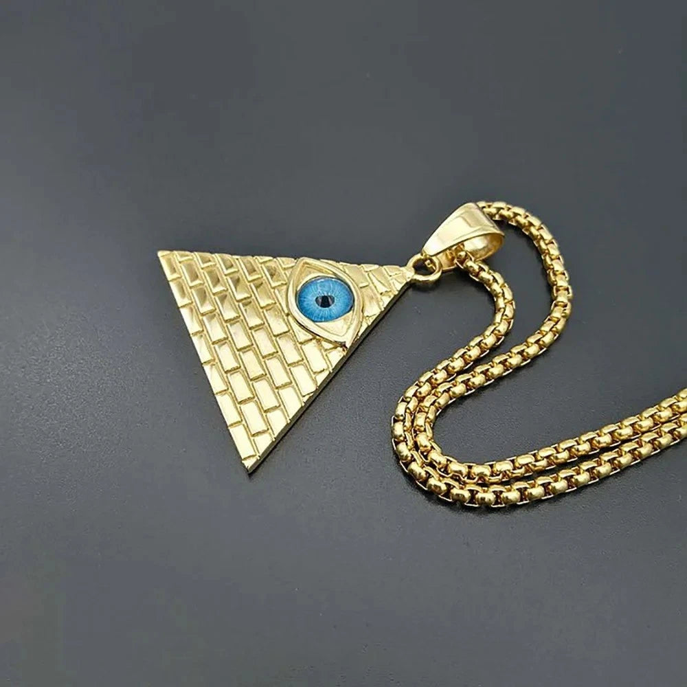 Mystic Pyramid Eye of Providence Necklace Ancient Egyptian Jewelry Amulet