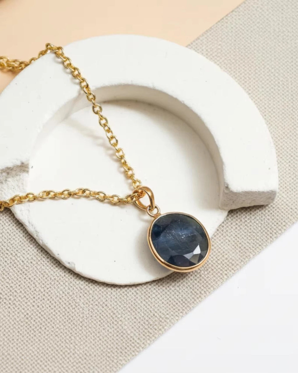 Natural Blue Sapphire Pendant 10K 14K Solid Gold September Birthstone Gift