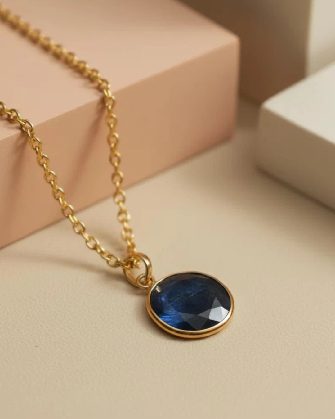Natural Blue Sapphire Pendant 10K 14K Solid Gold September Birthstone Gift