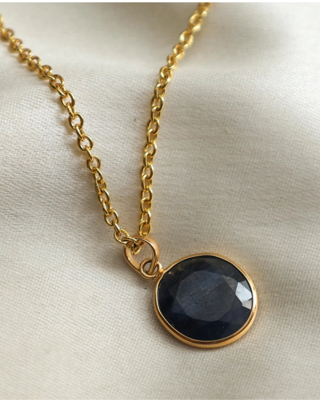 Natural Blue Sapphire Pendant 10K 14K Solid Gold September Birthstone Gift